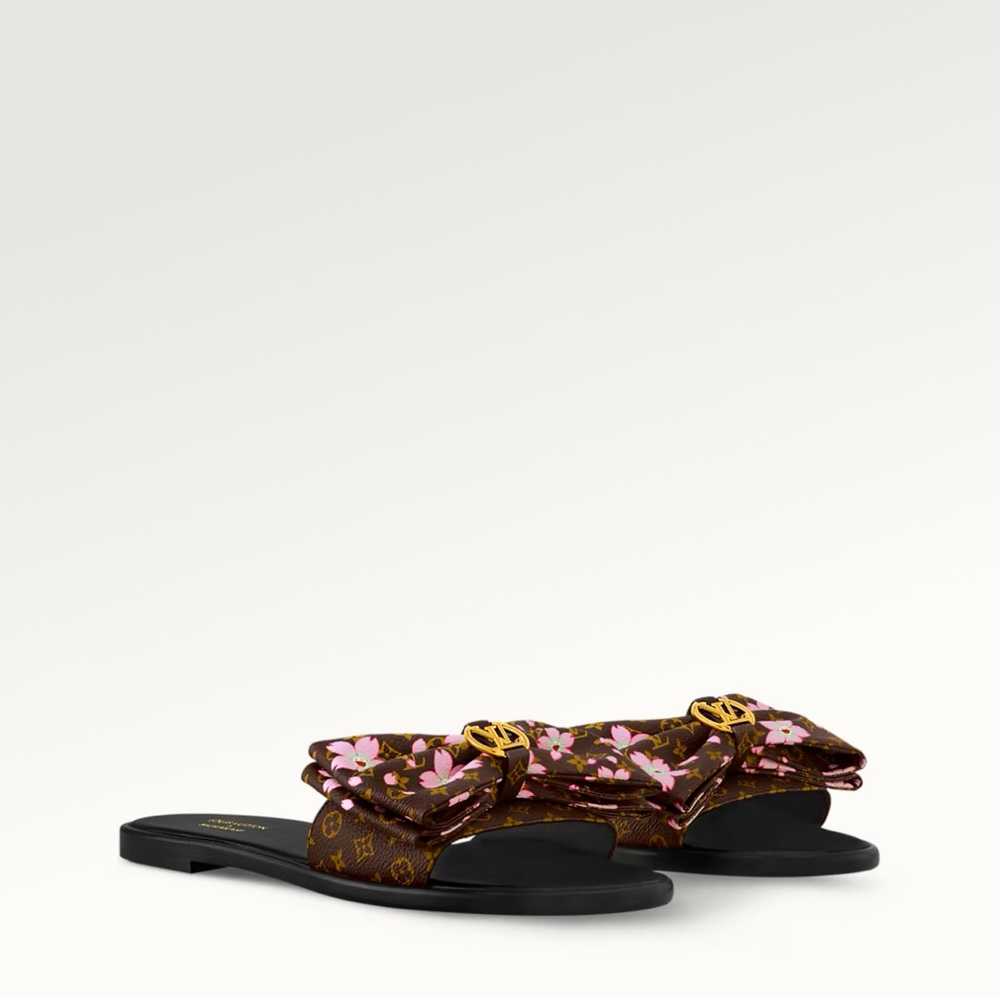 BNWT Louis Vuitton LV x Takashi Murakami TM Lily Flat Mule 38.5 Sakura brown